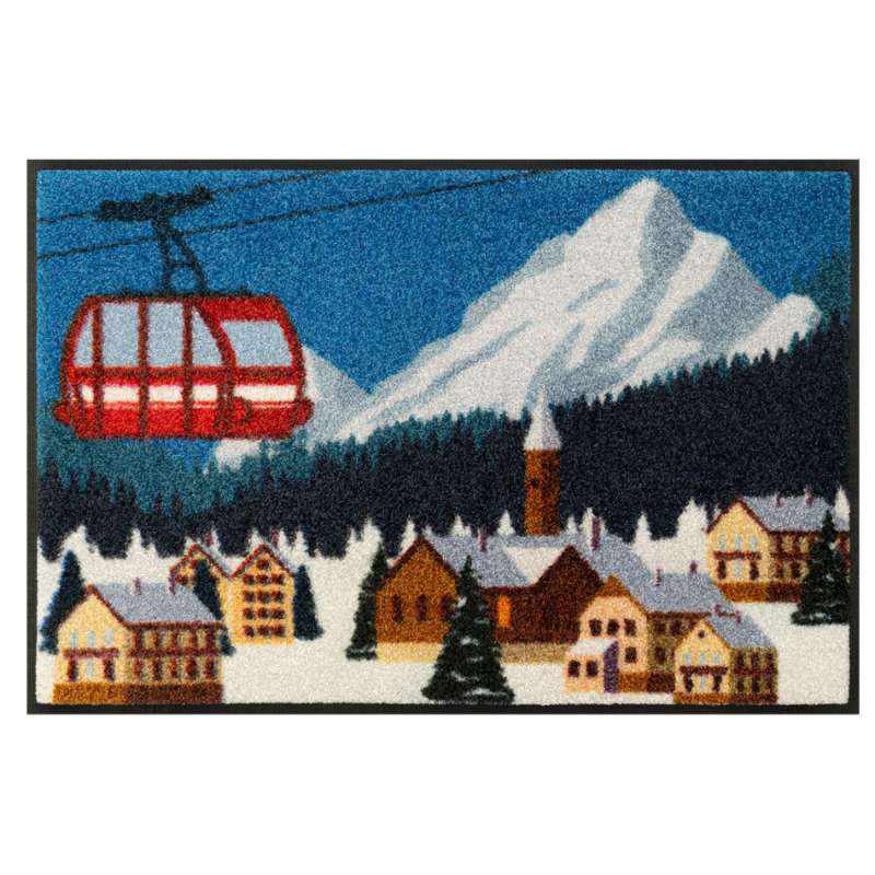 Alpine Landschaft bunte Winterfußmatte 50 x 75 cm - BP Techem Online-Shop