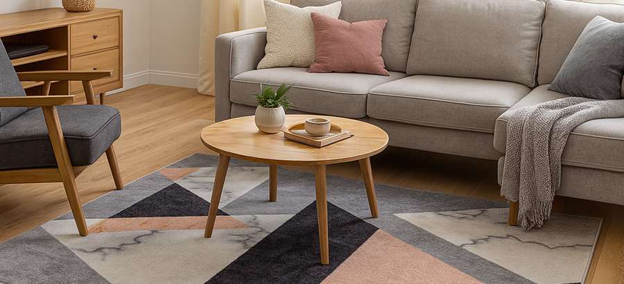 Wie wählt man einen Teppich für das Wohnzimmer aus und verlegt ihn? Grundregeln und Inspirationen